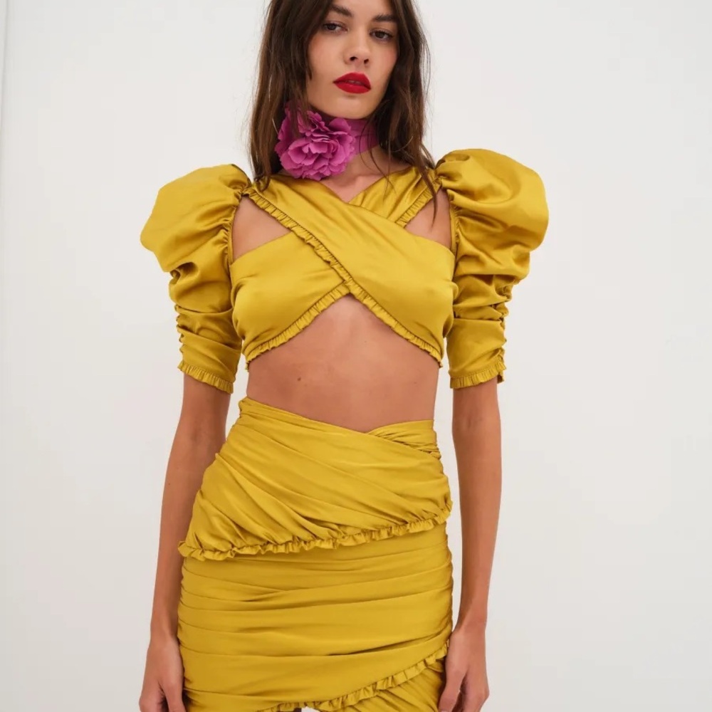 For Love And Lemons Yellow Mini Skirt